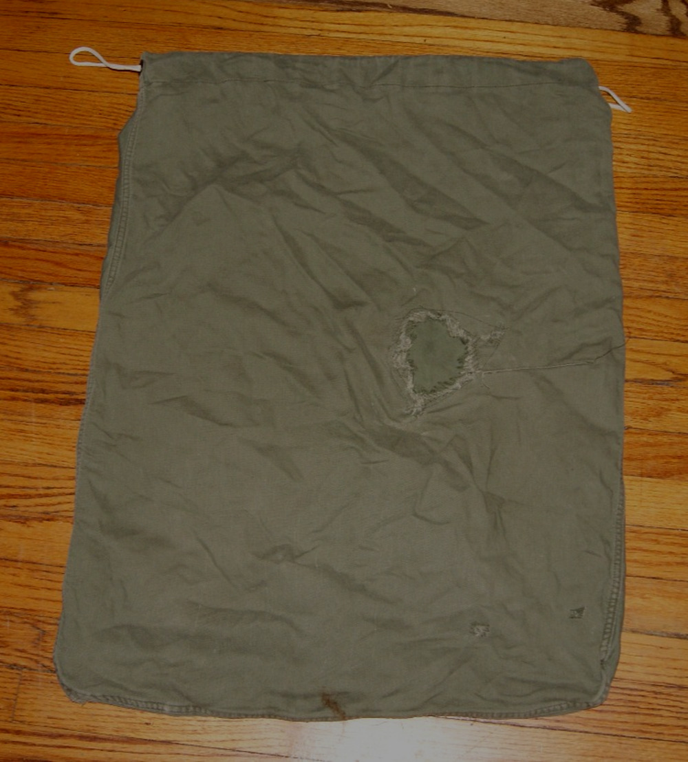 Vintage US Military Laundry Bag Patches Cotton 29x22 Laundry Bag Sack Barracks